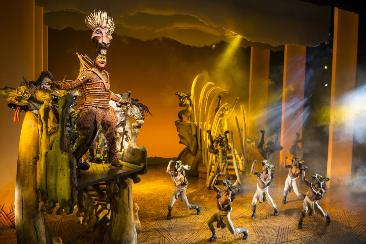 The hyena scene in the North American touring production of "The Lion King."