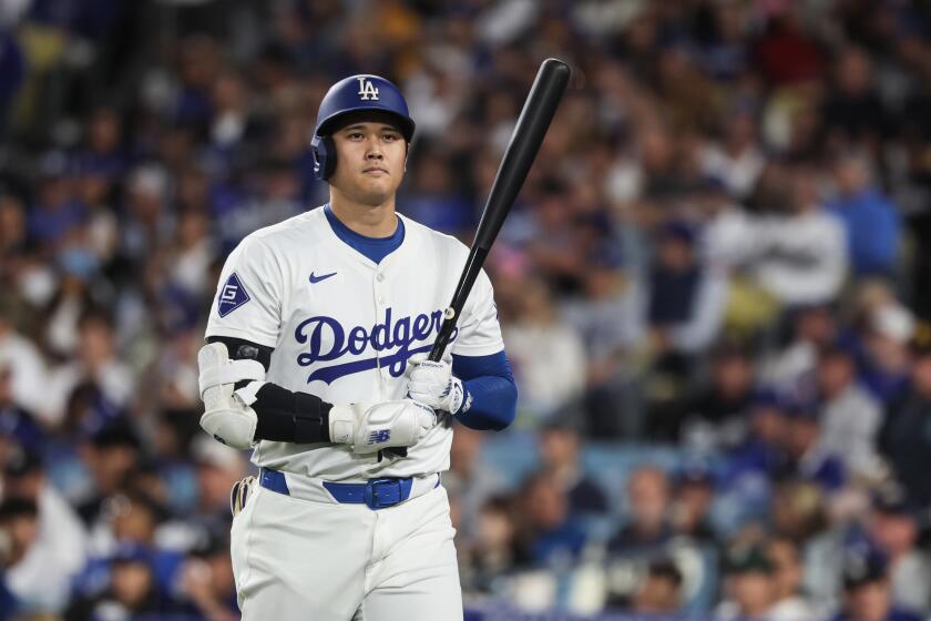 Los Angeles, CA, Wednesday, September 25, 2024 - Designated hitter Shohei Ohtani at bat during a game against the the San Diego Padres at Dodger Stadium. (Robert Gauthier/Los Angeles Times)