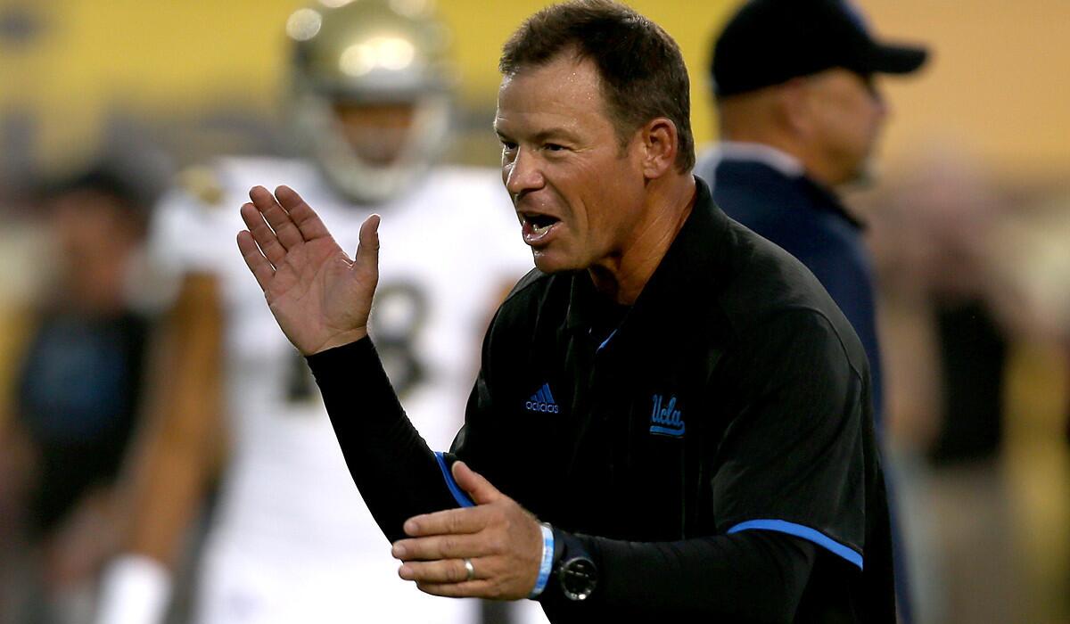 UCLA Coach Jim Mora says the Bruins are "still growing as a team."