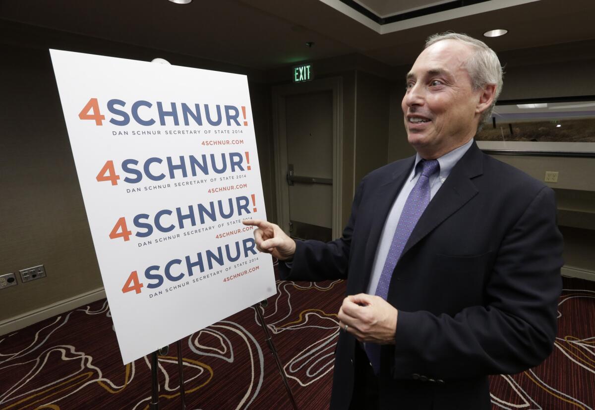 Dan Schnur, a no-party-preference candidate for secretary of state, faces a complaint from the head of the Los Angeles County Democratic Party.