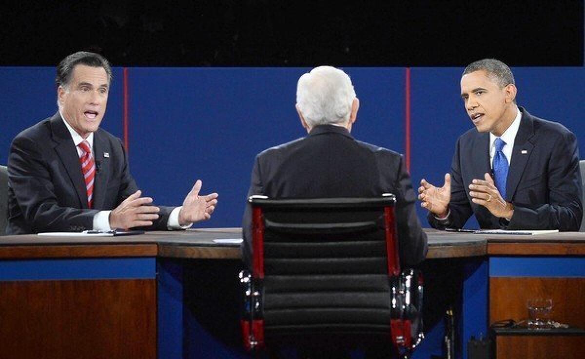 Republican challenger Mitt Romney and President Obama, with CBS' Bob Schieffer moderating, square off in their third and final debate.