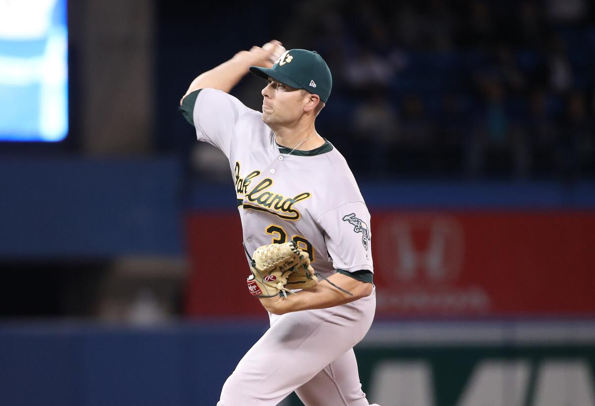 The Dodgers signed former Oakland Athletics relief pitcher Blake Treinen to a one-year, $10 million deal Wednesday. 