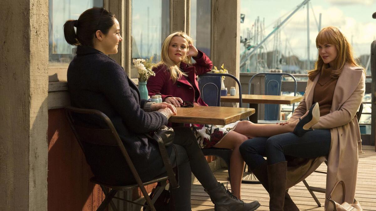 From left: Shailene Woodley, Reese Witherspoon and Nicole Kidman in "Big Little Lies." (Hilary Bronwyn Gayle / HBO)