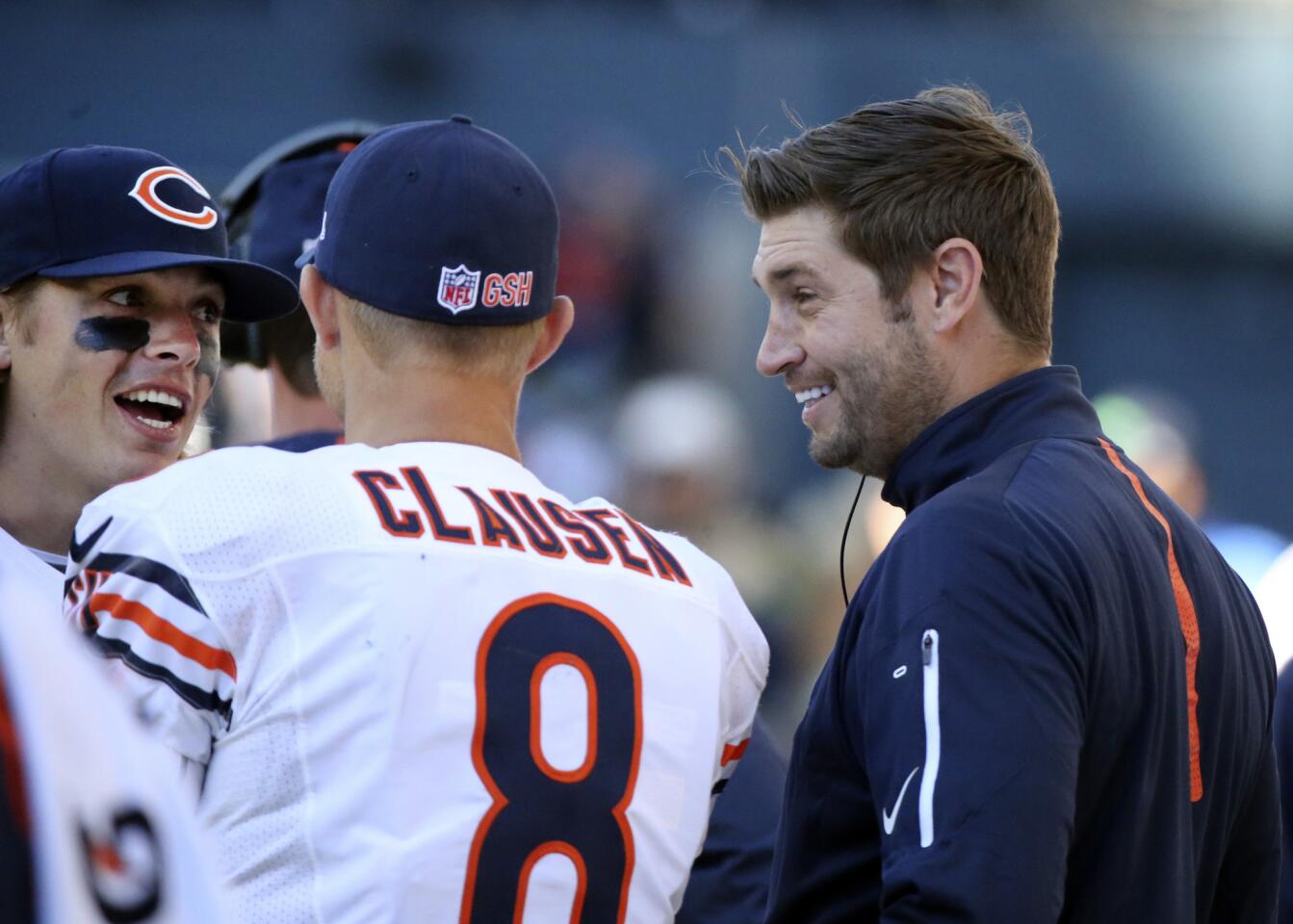 Bears quarterbacks David Fales, Jimmy Clausen and Jay Cutler during the game against the Seahawks.