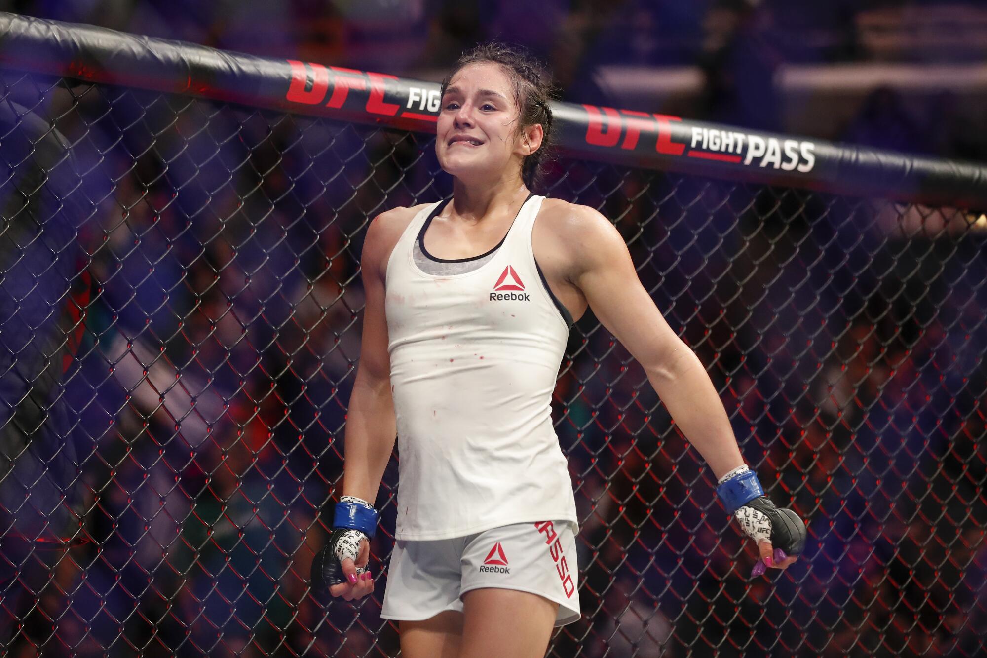 Alexa Grasso reacts after defeating Karolina Kov