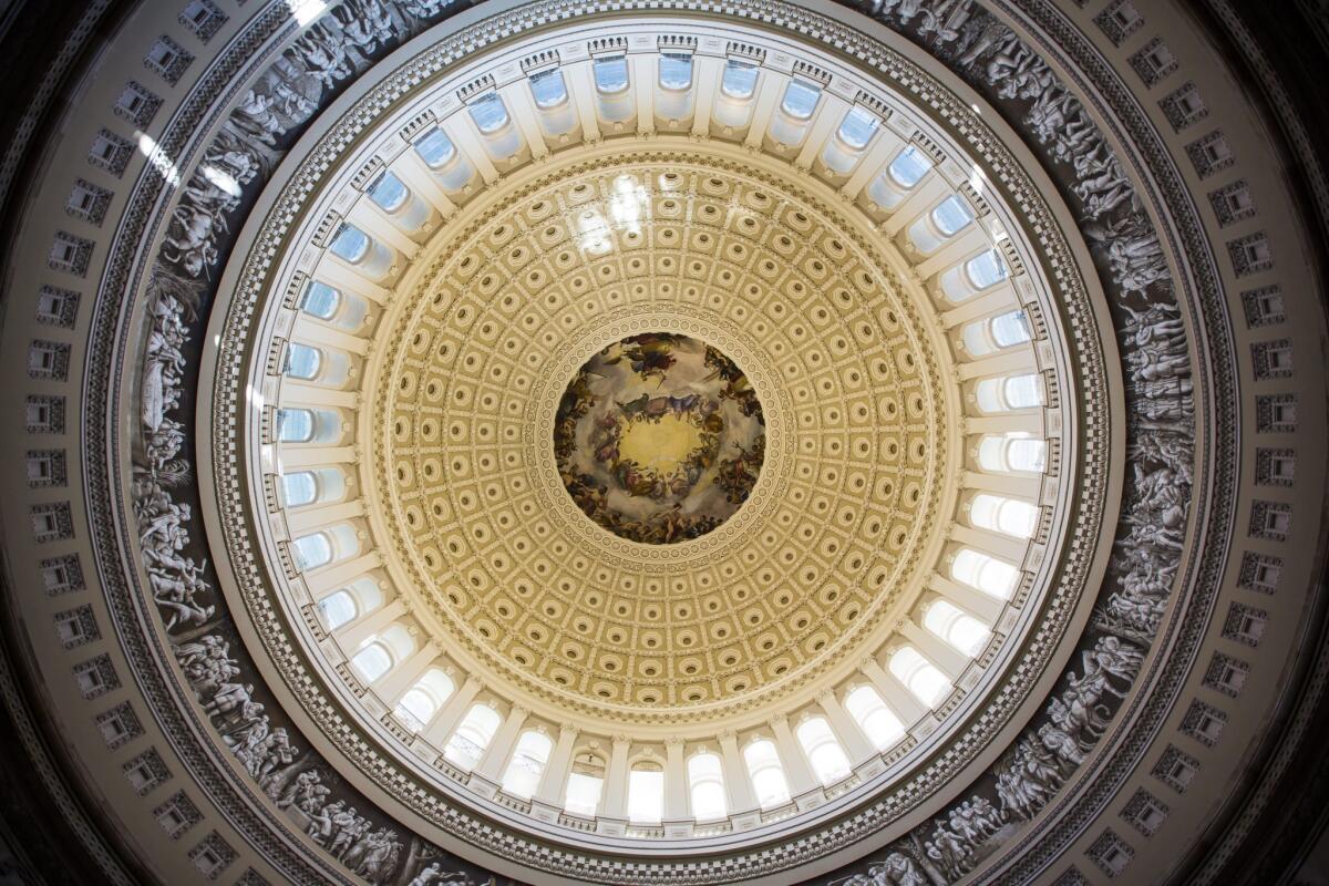 The newly renovated dome shines in the Capitol Rotunda.