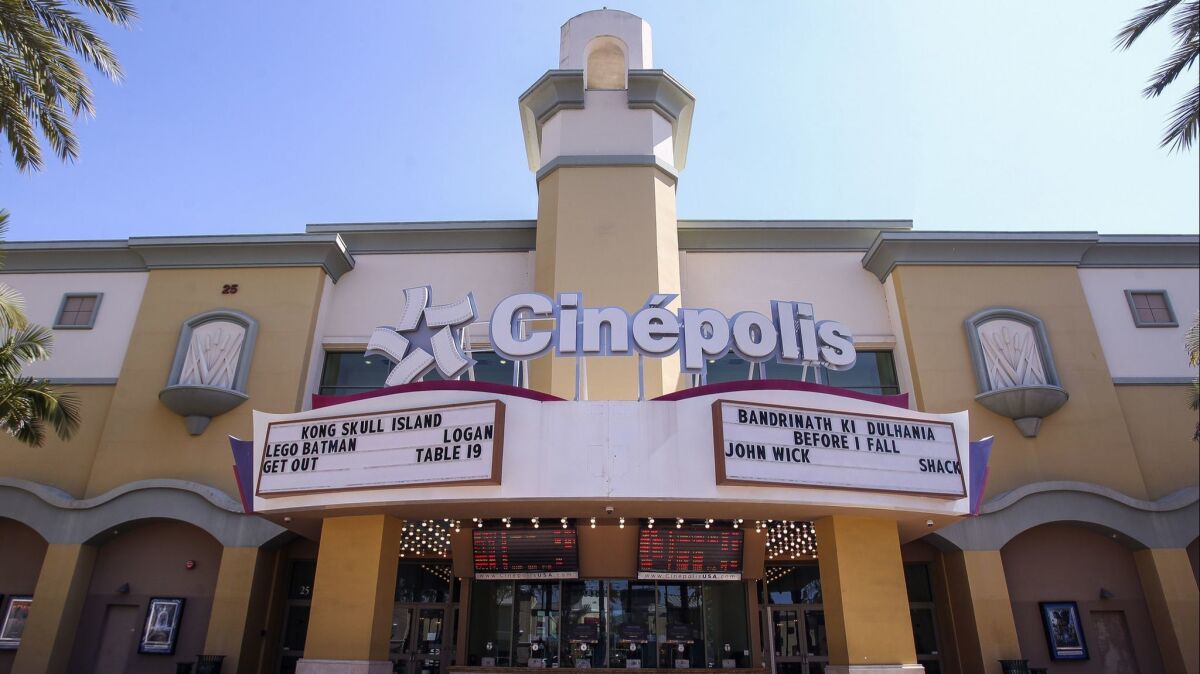 The Cinepolis USA movie theater in Vista in March 2017.