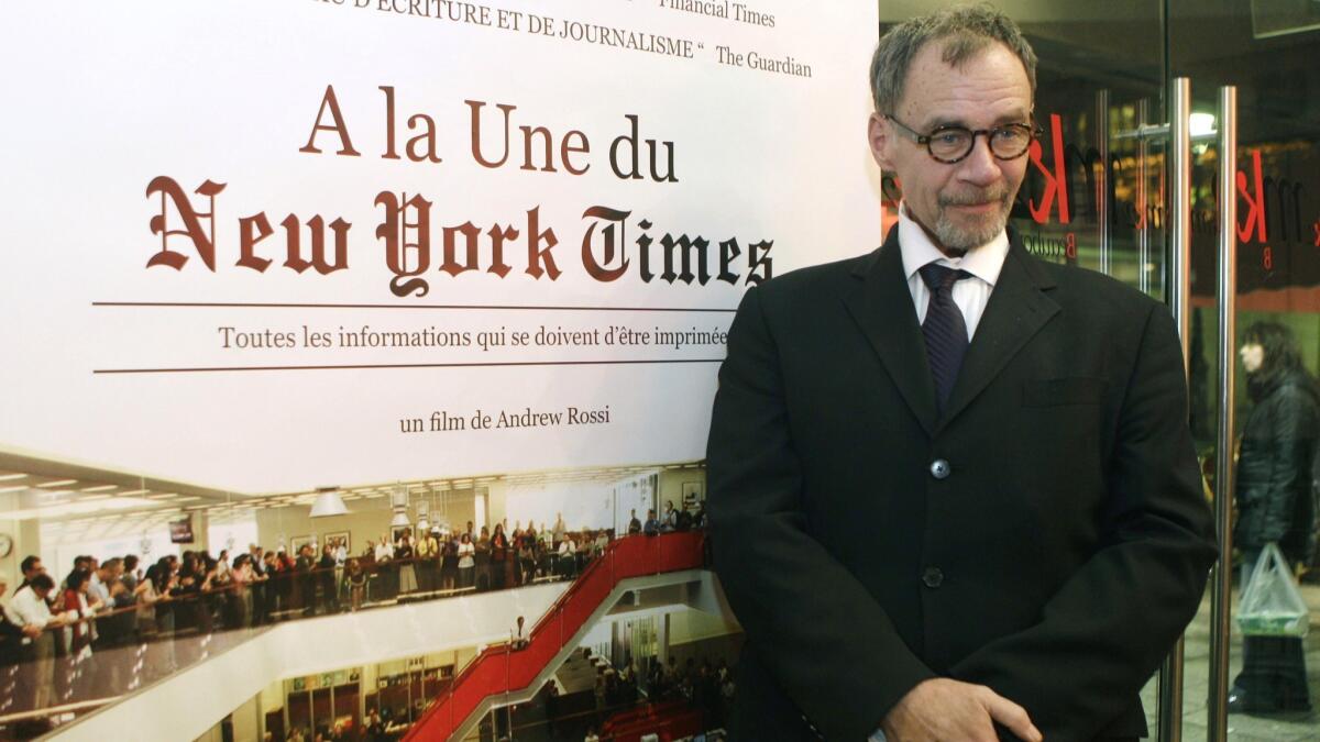 The New York Times media columnist David Carr, seen here in 2011, died suddenly in 2015.