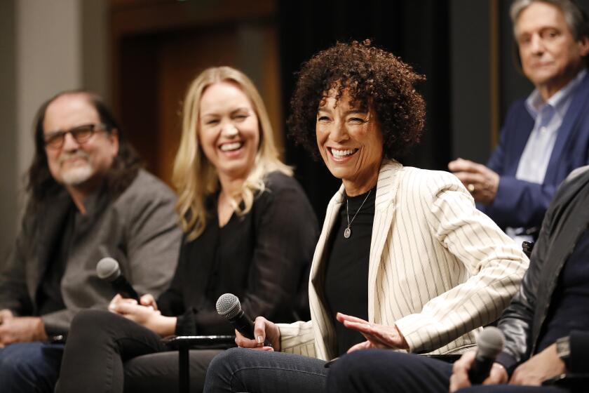 HOLLYWOOD, CA - FEBRUARY 5, 2020 Oscar-nominated A Star Is Born producer Lynette Howell Taylor, left, with Dear White People producer Stephanie Allain, right, and Director Glenn Weiss, left, talk about producing the 92nd Academy Awards show during “MEET THE OSCARS CREATIVE TEAM,” a conversation and Q&A with the producers as preparations continue for the 92nd Oscars ceremony at the Dolby Theatre on Wednesday. The Academy Awards will be this Sunday, February 9, 2020. (Al Seib / Los Angeles Times)