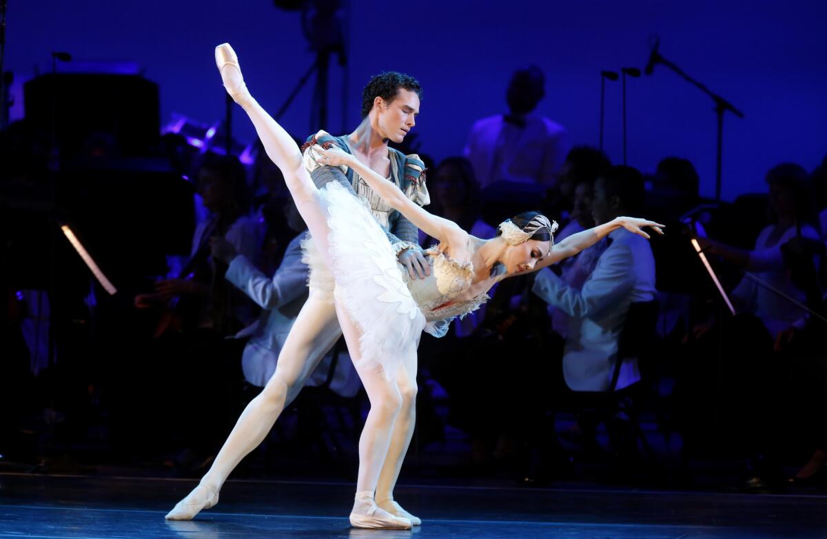 American Ballet Theatre dancers Cory Steans, left, and Hee Seo. (Francine Orr / Los Angeles Times)
