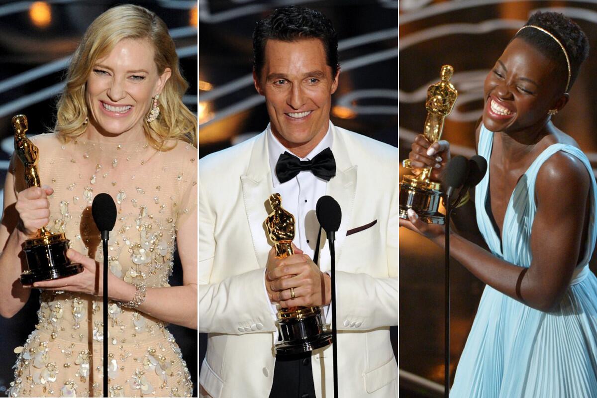 Cate Blachett, Matthew McConaughey, Lupita Nyong'o and more took home Oscar statuettes at the 86th Academy Awards held at the Dolby Theatre in Hollywood. The glitzy event, hosted by talk show host Ellen DeGeneres, included musical performances and a big win for "12 Years a Slave," which took home best picture. Here's a look at some highlights from the show.