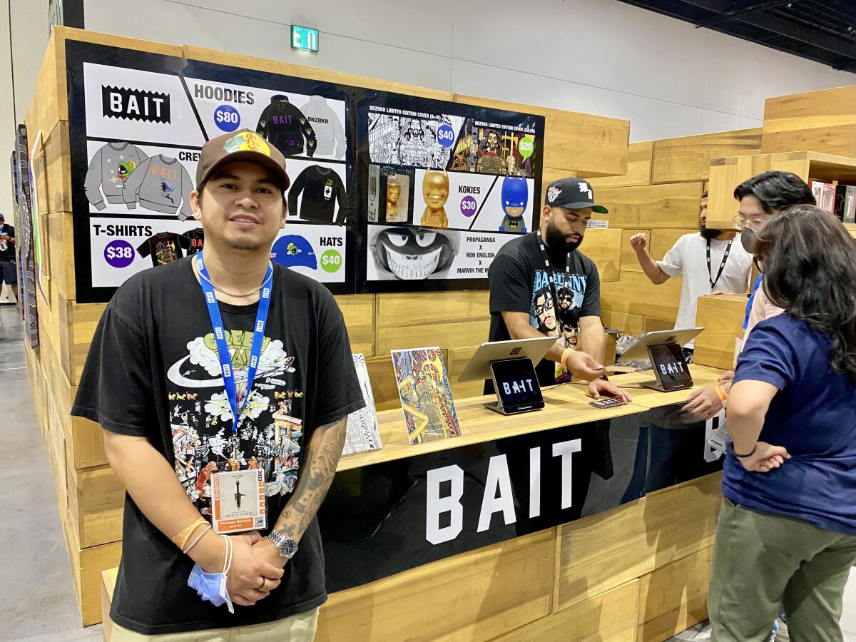 Christin Bautista, from BAIT Santa Ana, at the BAIT booth at Comic-Con International 2022 in San Diego on July 24.