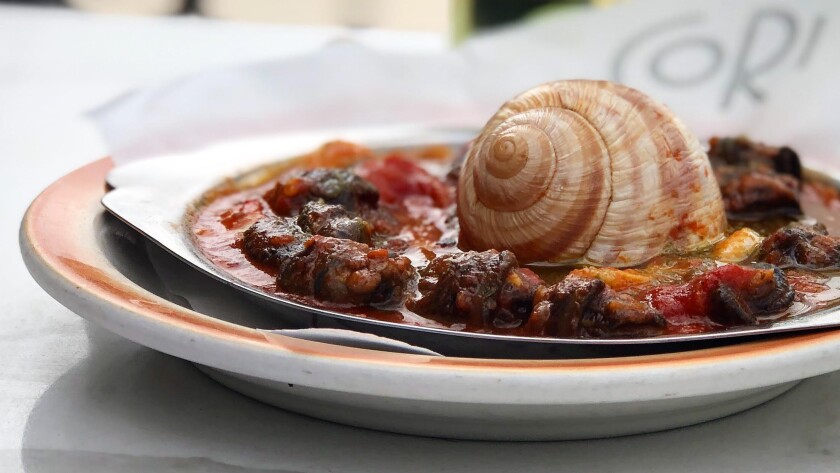 Lumache alla Siciliana, piatto di lumache al Cori Trattoria Pastificio nel Parco Nord.