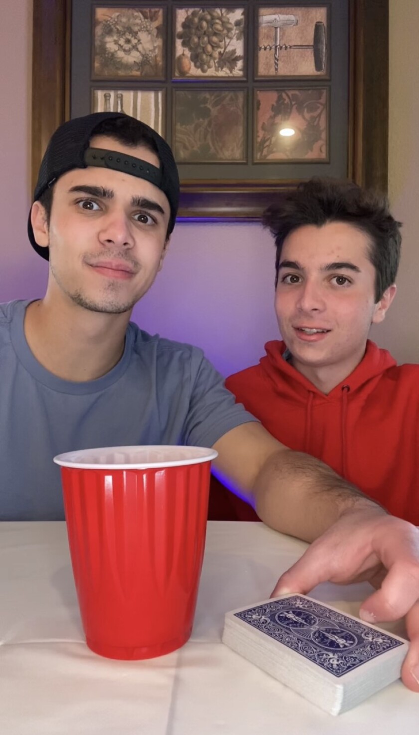 Pete Sciarrino with his brother, AJ, who appears in several of his TikTok videos.