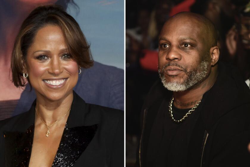 Left: Stacey Dash at the Hollywood Palladium in Feb. 2020. Right, DMX in Atlanta in February 2021. (Willy Sanjuan, Prince Williams/Associated Press, Getty Images)