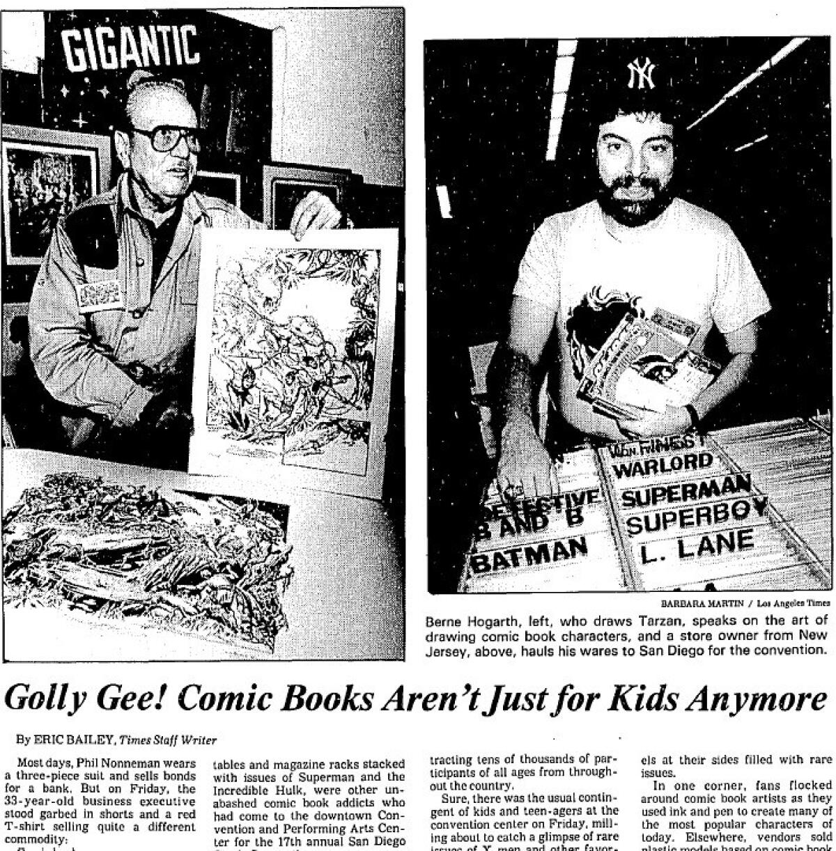 Times staff writer Eric Bailey delves into the subject of comics, art, retail sales and collectors at San Diego Comic-Con on Aug 2, 1986.