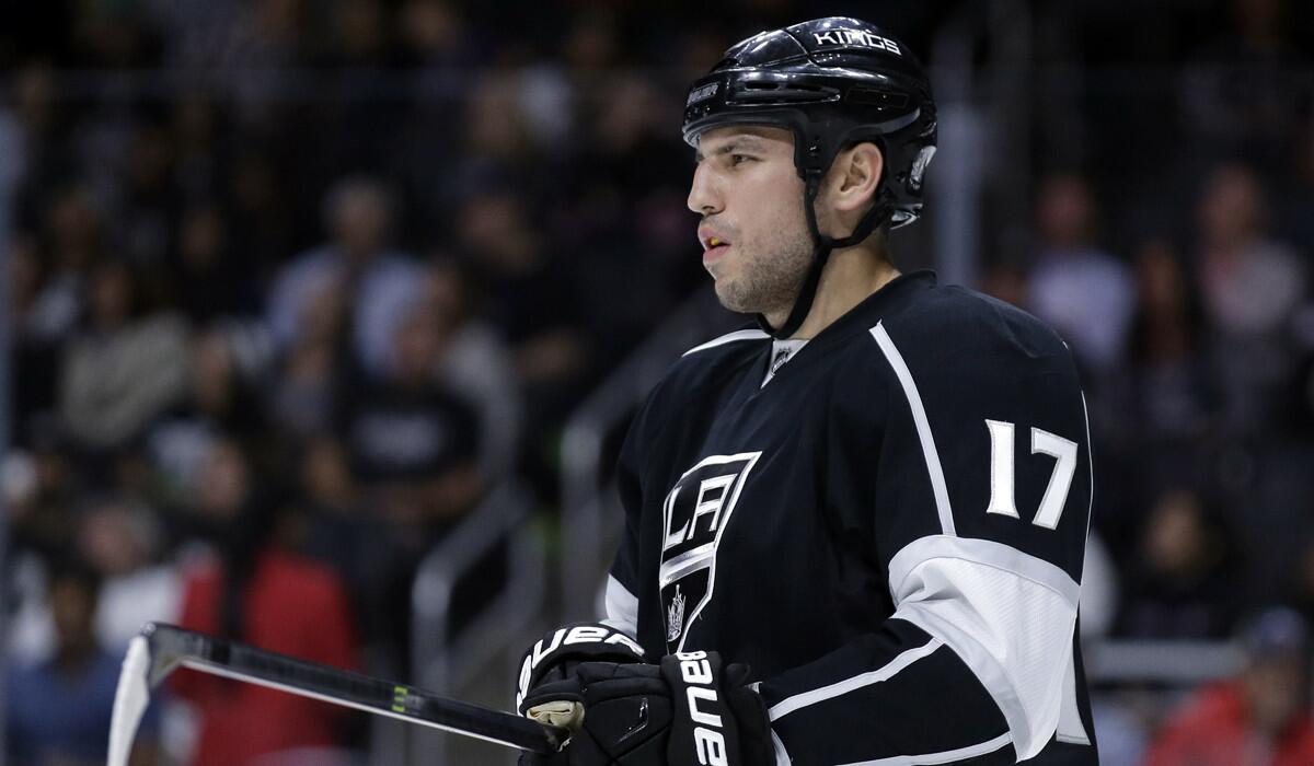 Los Angeles Kings left wing Milan Lucic plays during a preseason game against the Arizona Coyotes on Sept. 22.