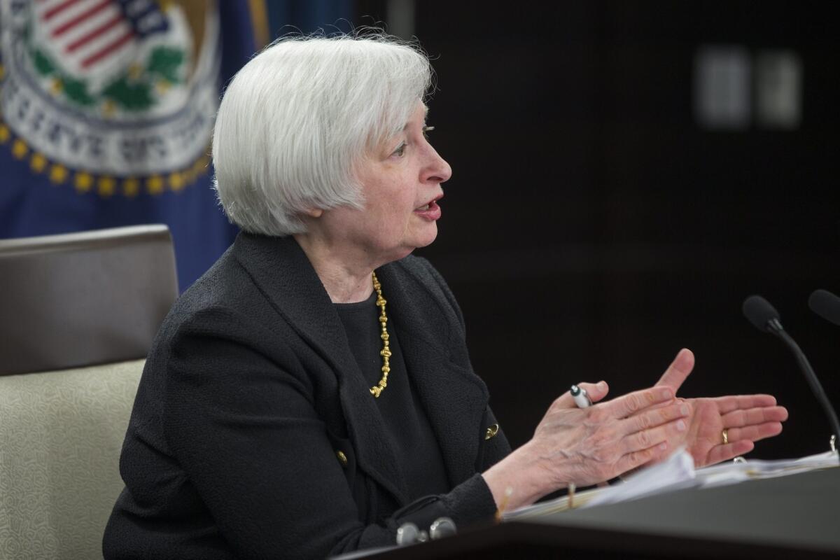 Federal Reserve Chair Janet Yellen speaks at a press conference after announcing that the Federal Reserve will not raise interest rates.