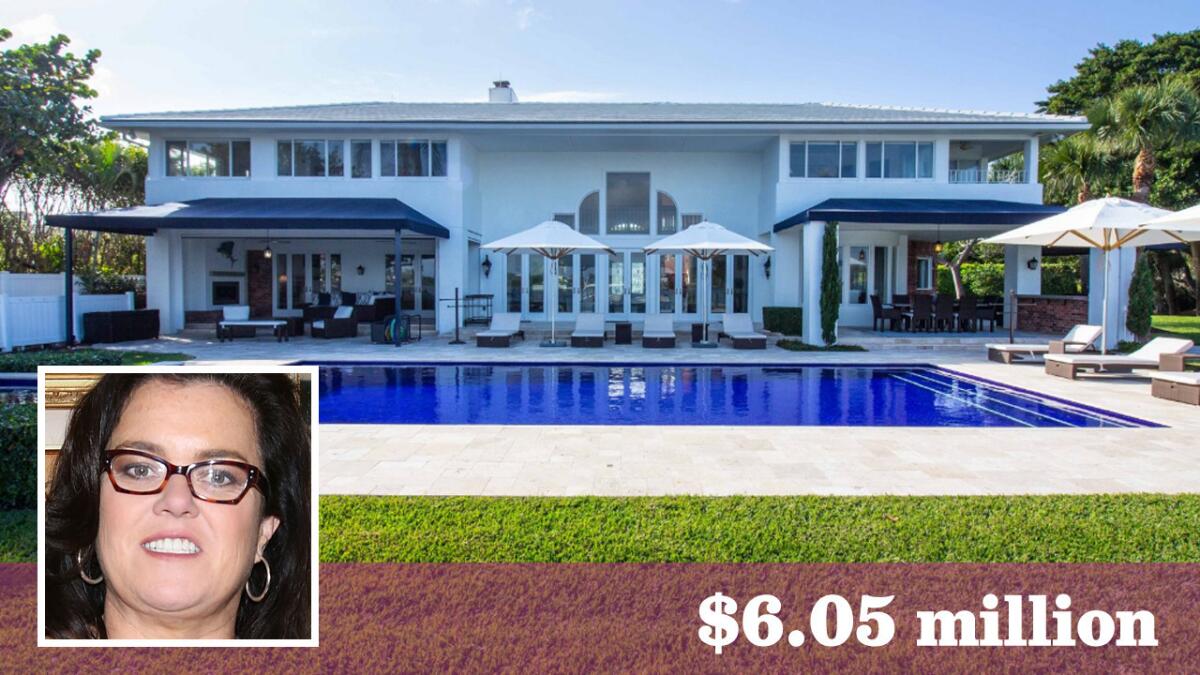 Comedian and former talk show host Rosie O'Donnell is asking $6.05 million for her home in West Palm Beach. She bought the house a year ago for $4.975 million.