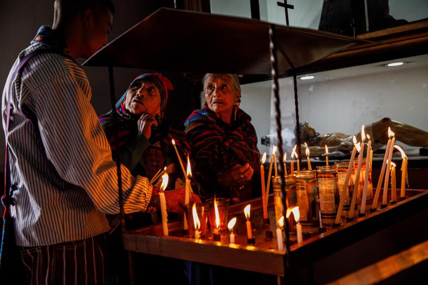 TODOS SANTOS CUCHUMAT?N, DEPARTMENT OF HUEHUETENANGO -- SUNDAY, JUNE 23, 2019: Residents attend Sunday services in Todos Santos Cuchumat?n, Guatemala, on June 23, 2019. (Marcus Yam / Los Angeles Times)