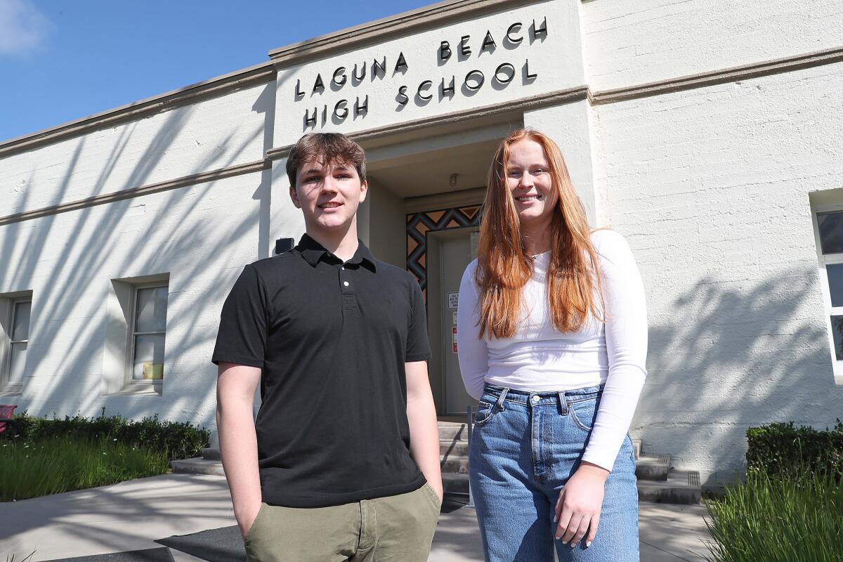 Laguna Beach High seniors Tyler Palino and Elaina Seybold are the Junior Citizens of the Year.
