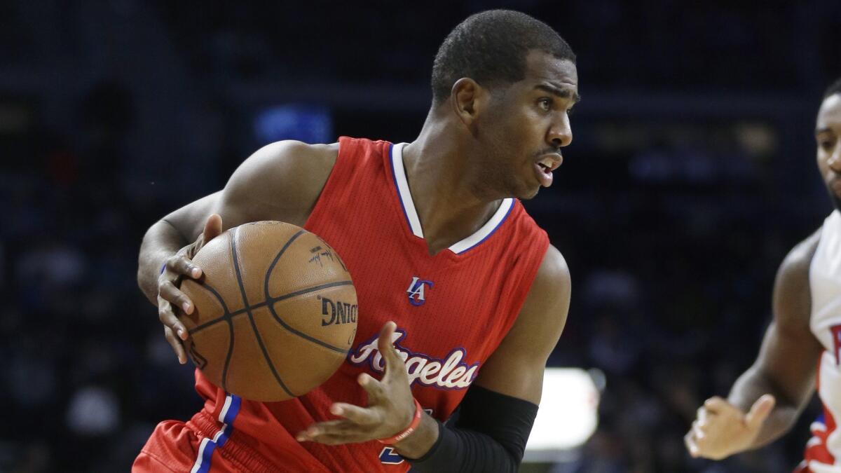 Clippers point guard Chris Paul looks to pass during a 104-98 victory over the Detroit Pistons on Wednesday.