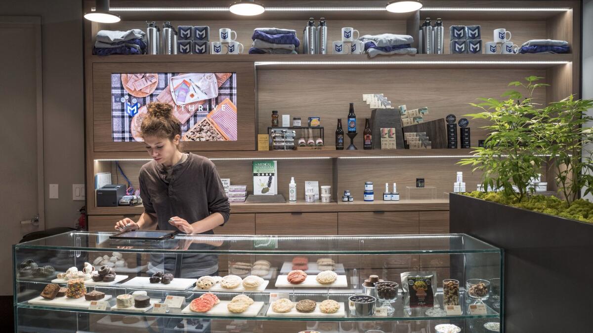 The case of marijuana-laced baked goods and candies at Medithrive in San Francisco's Mission District.