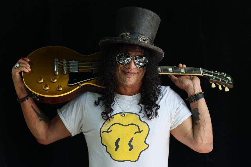 Encino, CA, Thursday, June 27, 2024 - Slash at his recording studio in Encino ahead of his blues/rock SERPENT Fest at the Greek Theater. (Robert Gauthier/Los Angeles Times)