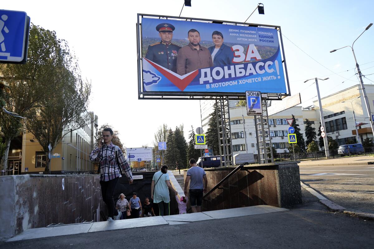 Billboard promoting the United Russia party in upcoming elections