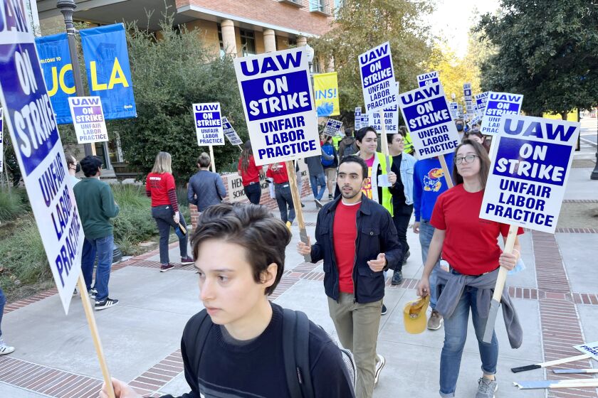Unionized academic workers across the University of California’s 10 campuses hit the picket line Monday, Nov. 14, 2022