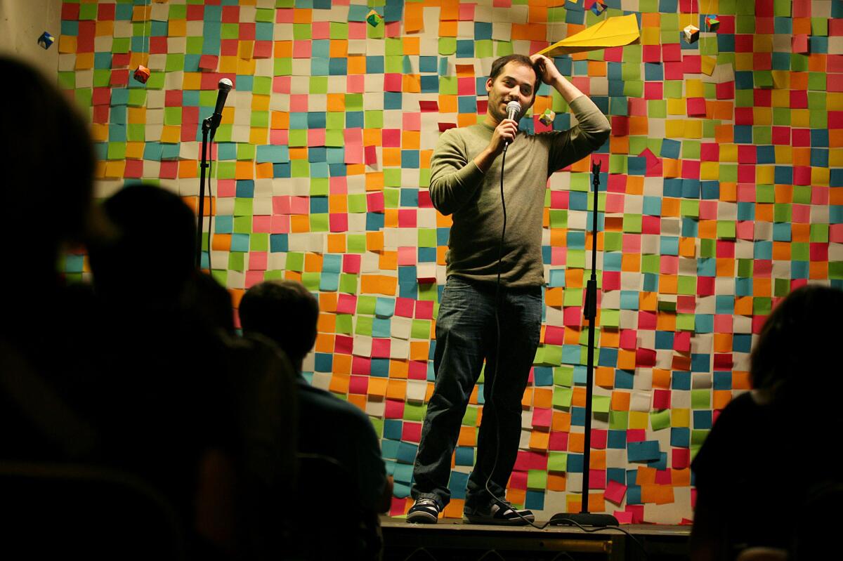 Comic writer Harris Wittels performing at charity event in July 2009.