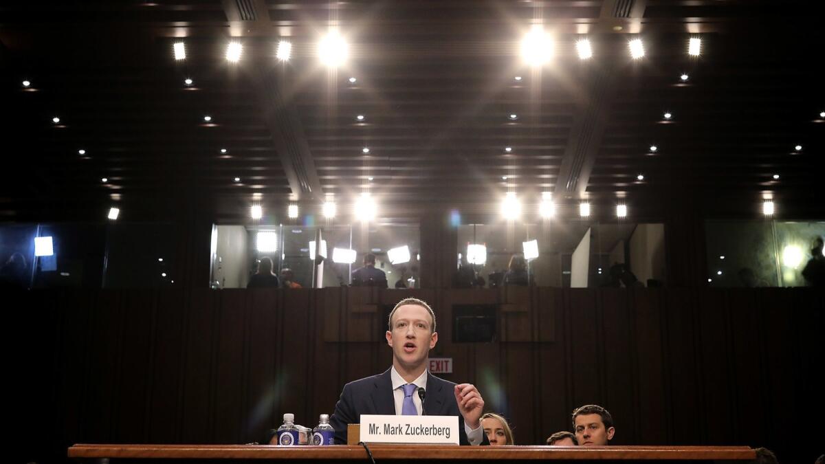 Facebook chief Mark Zuckerberg testifies Tuesday on Capitol Hill.