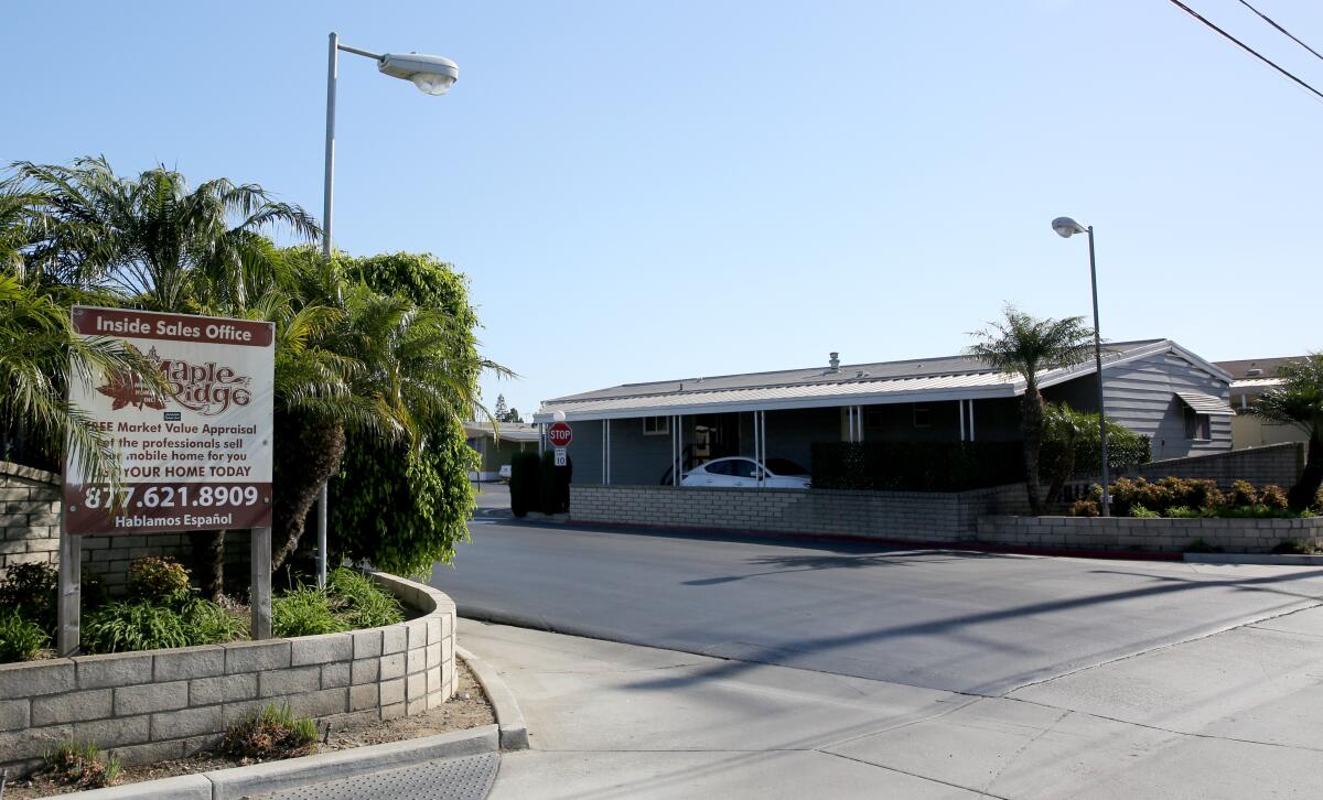 The Maple Ridge mobile home park on the 7800 block of Slater Avenue in Huntington Beach on Monday, July 18, 2022.