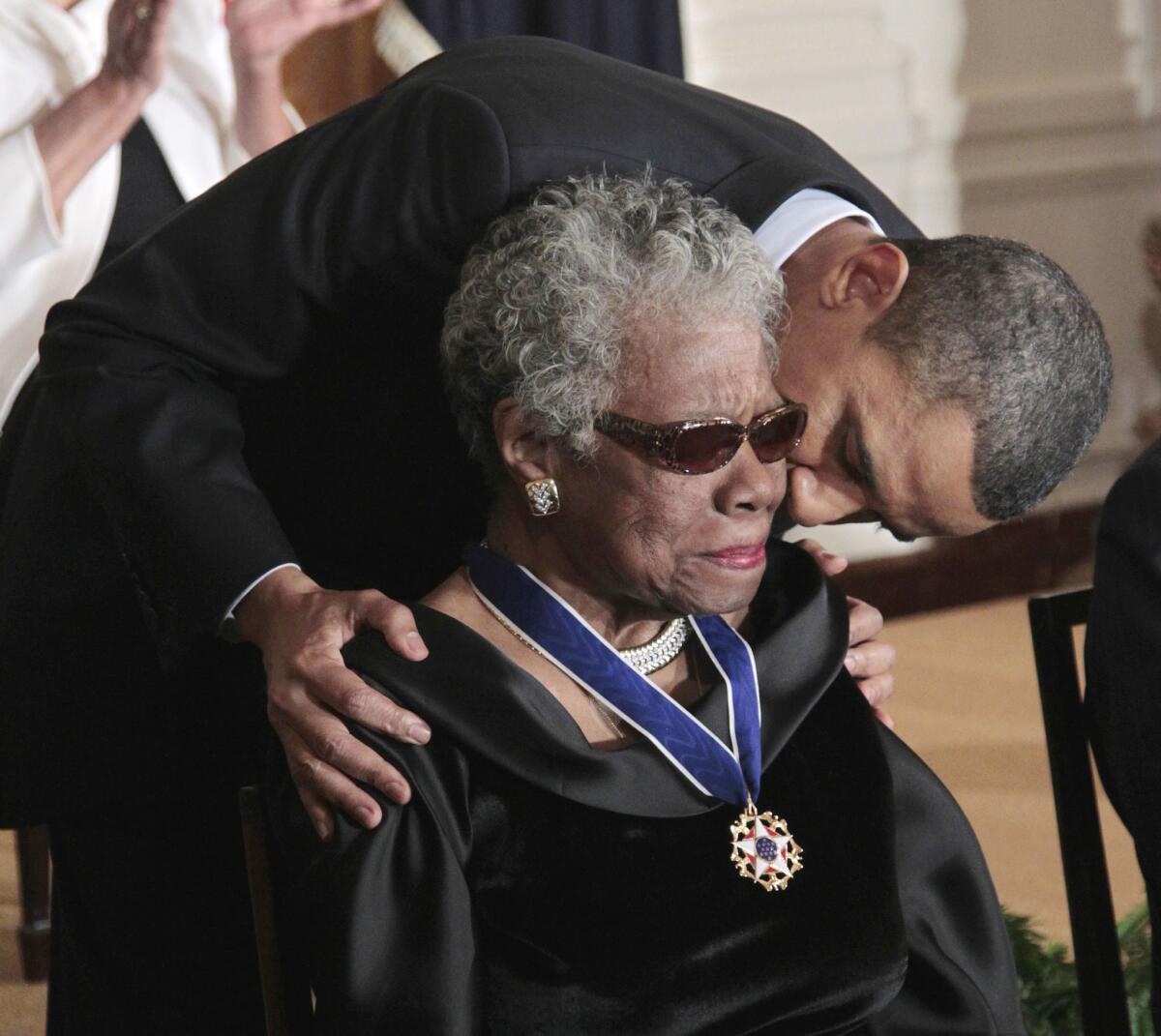 Maya Angelou, awarded the Medal of Freedom by President Obama in 2011, died Wednesday.