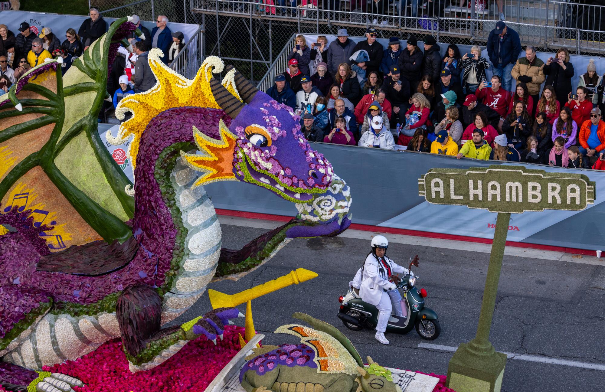 The City of Alhambra's Year of the Dragon-themed float at the Rose Parade.