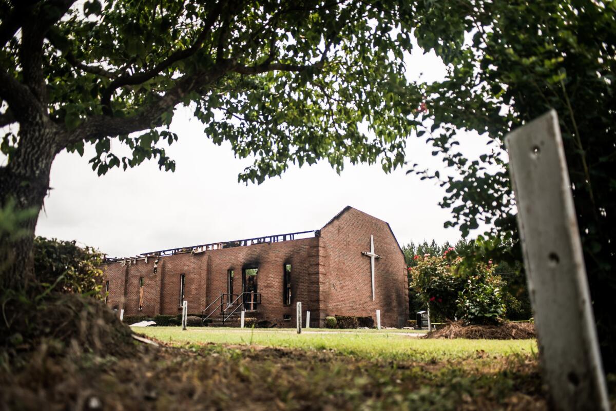 The June 30 fire at Mt. Zion AME Church in Greeleyville, S.C., left only the brick walls standing.