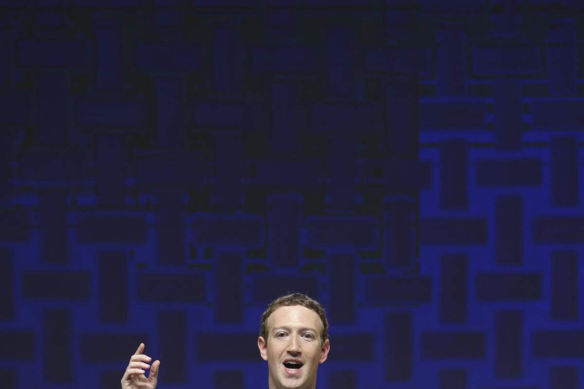Mark Zuckerberg speaks in 2016