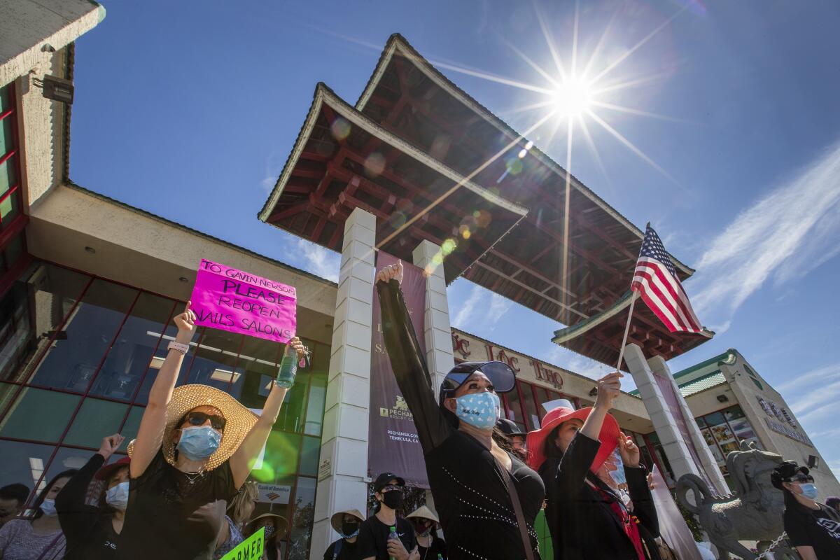 a rally and march at the Asian Garden Mall on Monday