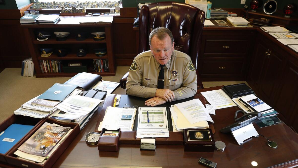 Los Angeles County Sheriff Jim McDonnell sits in his office at the Hall of Justice in downtown L.A.
