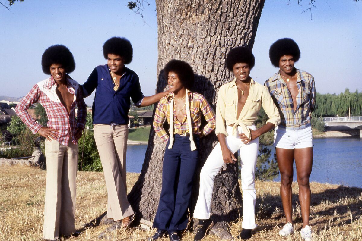From left: Michael, Tito, Marlon, Randy and Jackie Jackson  of the Jacksons pose