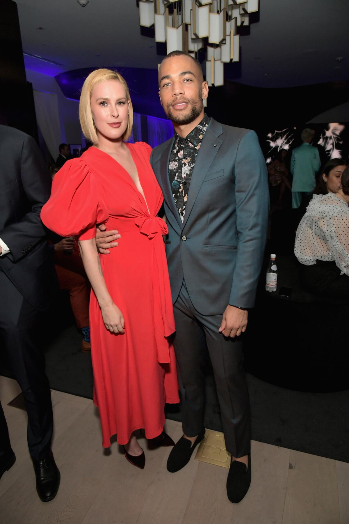 Actors Rumer Willis, left, and Kendrick Sampson at Audi's pre-Emmys party in West Hollywood.