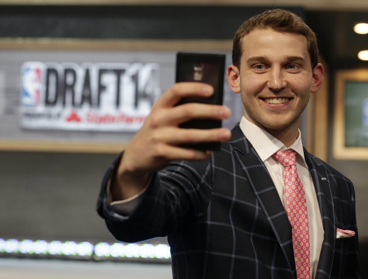 Nik Stauskas takes a selfie before the start of the 2014 NBA Draft on Thursday. The Sacramento Kings selected Stauskas with the No. 8 overall pick.