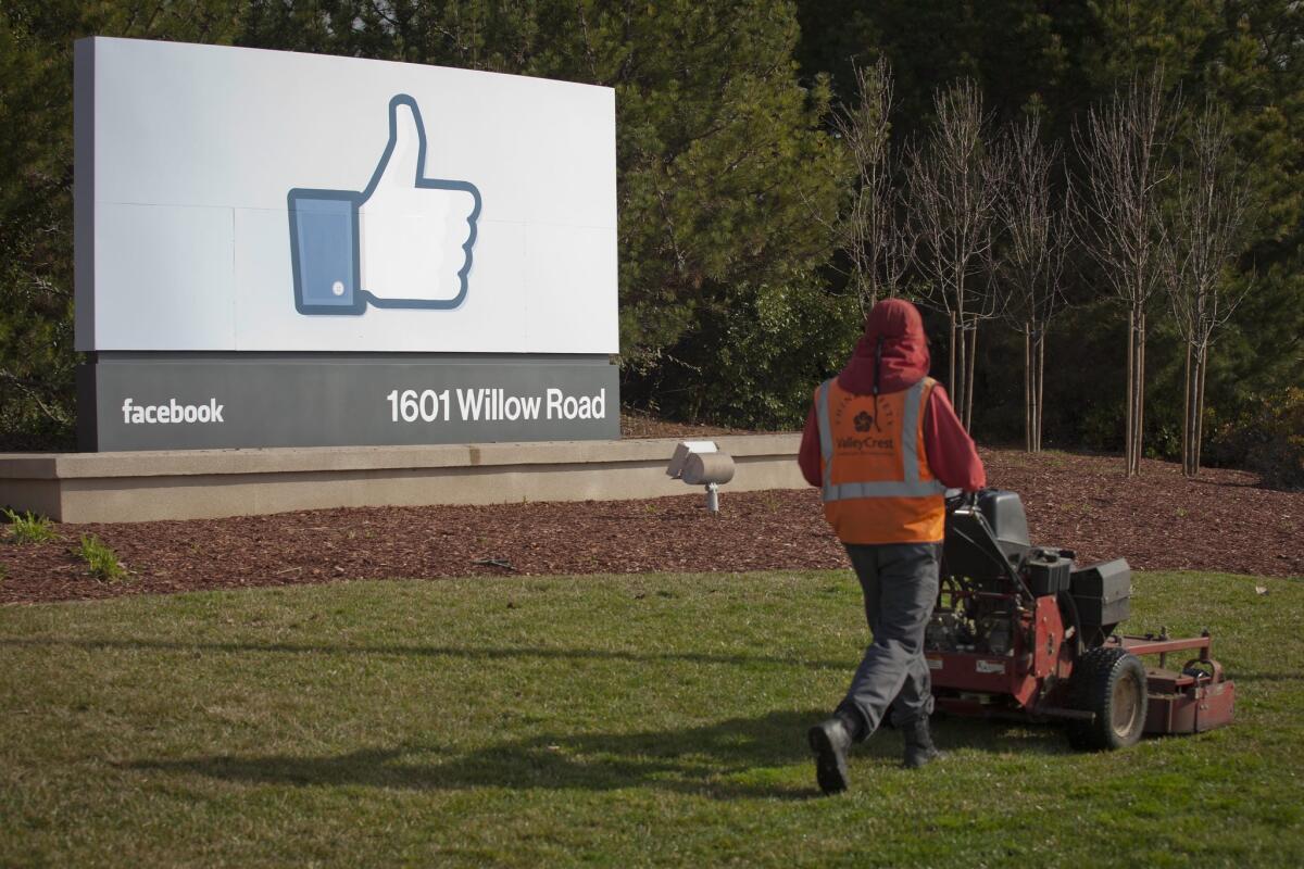 Facebook's corporate headquarters in Menlo Park, Calif.