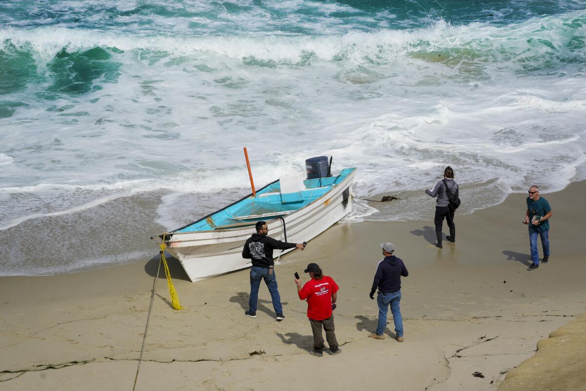 Lifeguards rescued 10 people from a suspected smuggling boat; the vessel eventually capsized.