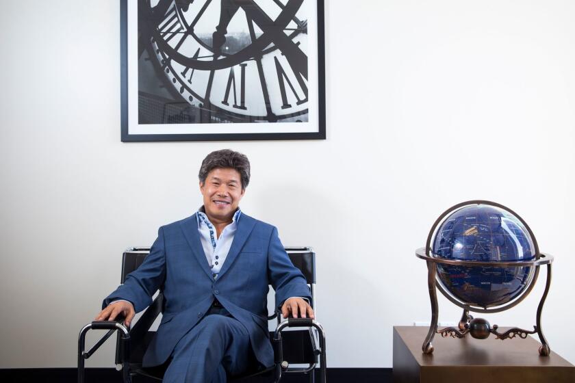 LOS ANGELES,CA --FRIDAY, AUGUST 11, 2017--Donald Tang, the founder of Tang Media, is photographed in his corporate headquarters in the Century City neighborhood of Los Angeles, CA, Aug. 11, 2017. Tang Media recently bought Hollywood assets including IM Global and Open Road Films. (Nancy Pastor / For the Los Angeles Times)