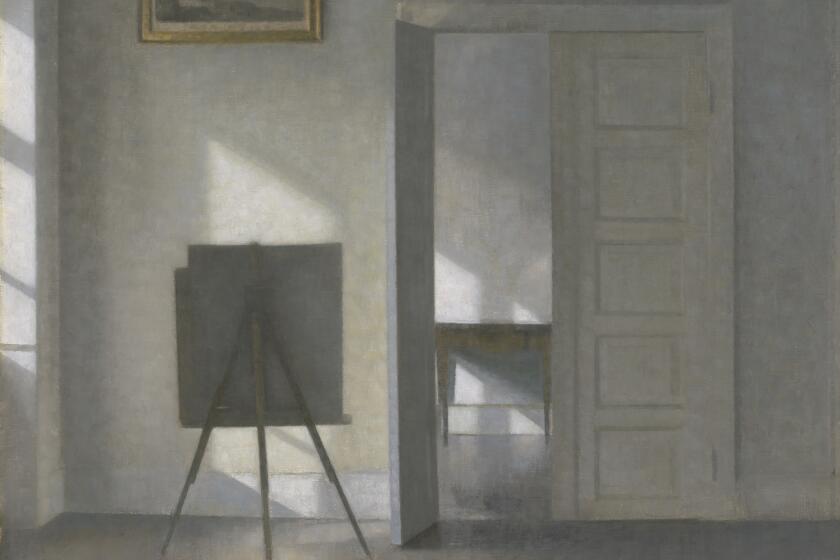 Vilhelm Hammershøi, "Interior with an Easel, Bredgade 25," 1912, oil on canvas