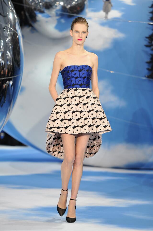 A look from the Dior Fall/Winter 2013 ready–to–wear collection shown on March 1, 2013, in Paris, France, the second collection with Simons at the helm.
