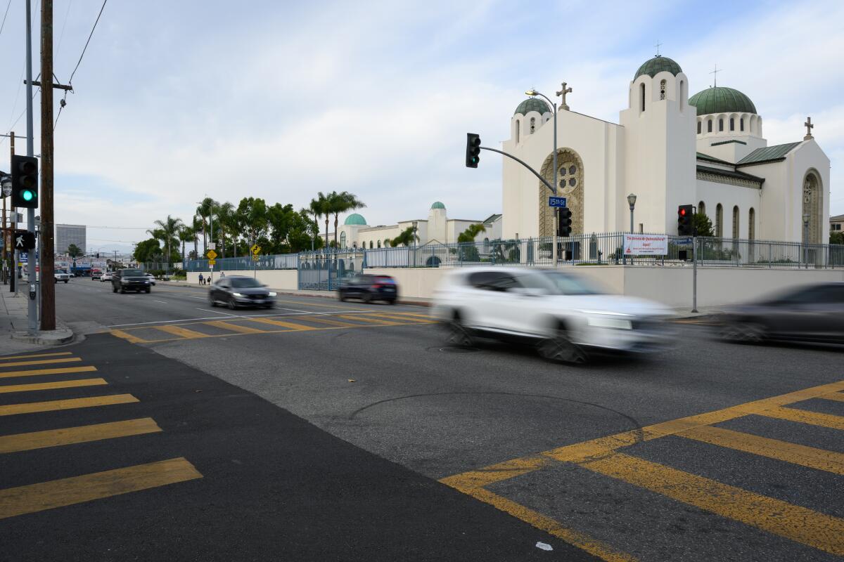 The intersection of 15th Street and Normandie Avenue.
