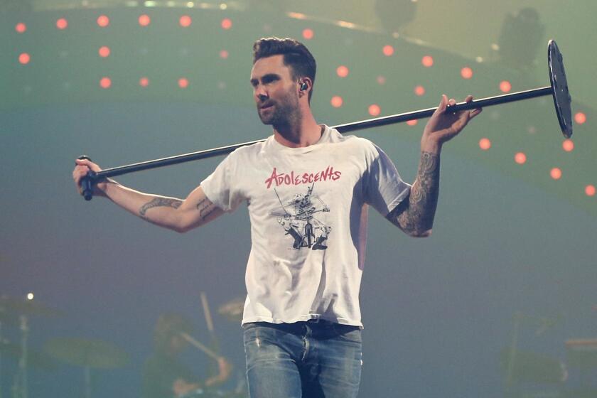 Adam Levine of Maroon 5 performs during the iHeartRadio Music Festival in Las Vegas.