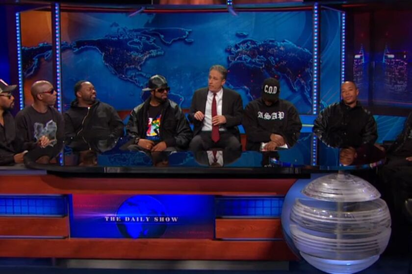 Jon Stewart played host to all nine members of Wu-Tang Clan on "The Daily Show."